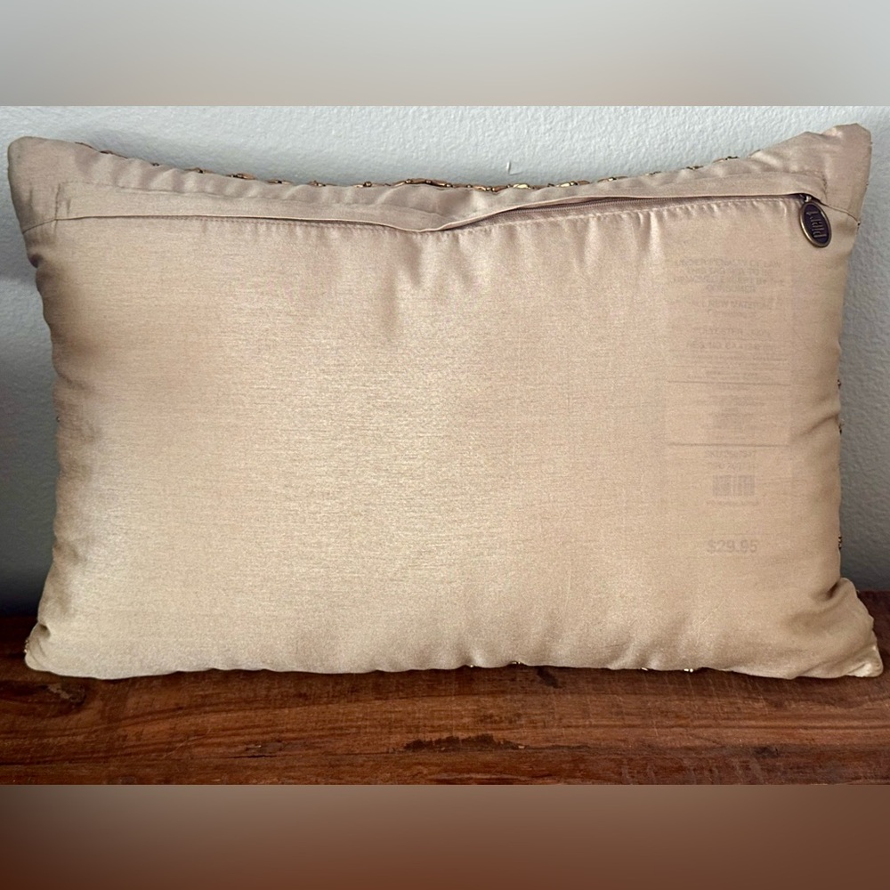 Pier 1 Imports Pillow Set Metallic Bronze Gold Beaded Rectangular Lattice - Picture 4 of 6